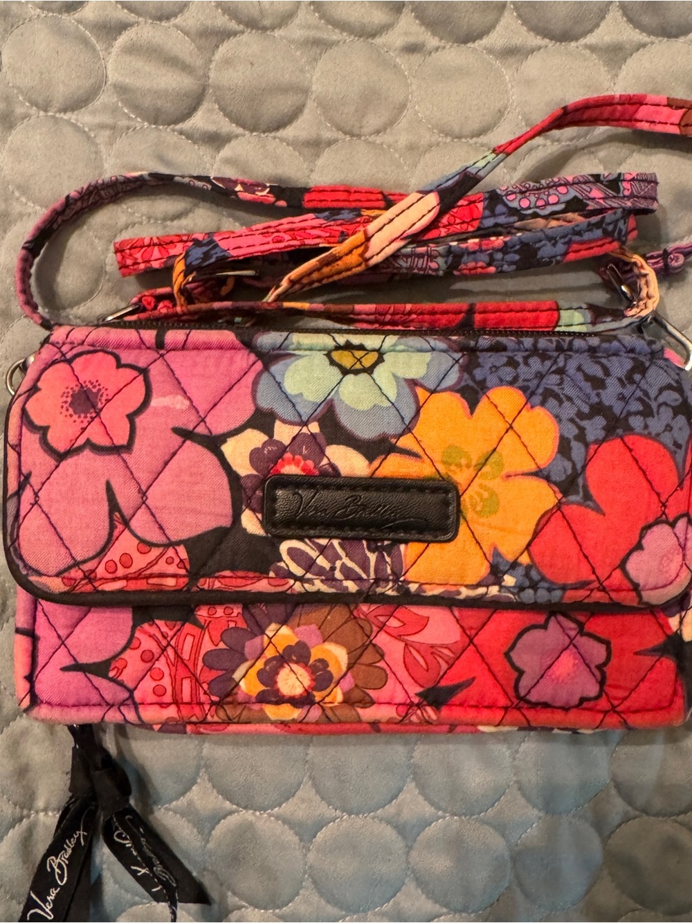 Vera Bradley Multicolor Floral Quilted Crossbody — Pink, Orange, Blue